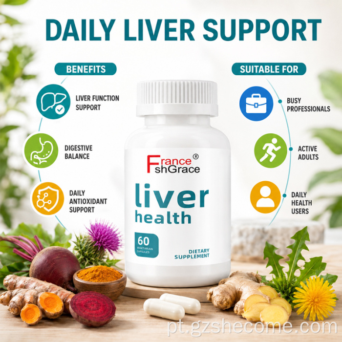 Shecome Liver Health Capsules Suporte para desintoxicação para limpeza do fígado